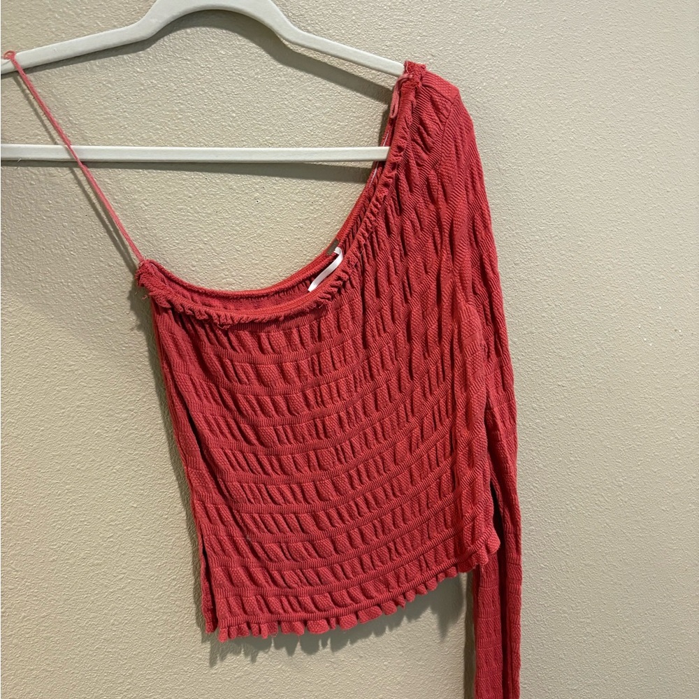 Free People Red Asymmetrical Crop Top